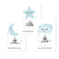 Baby Blue Moon Star Cloud Cartoon Islamic Nursery Canvas