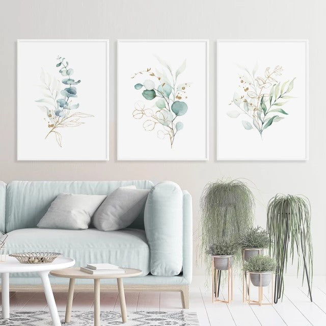 Simple Green Floral Flower Design Wall Art Canvas Prints