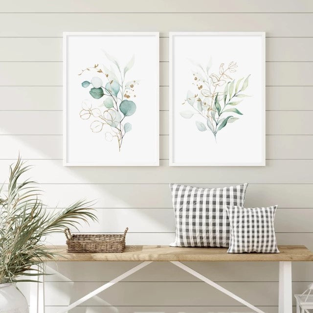 Simple Green Floral Flower Design Wall Art Canvas Prints