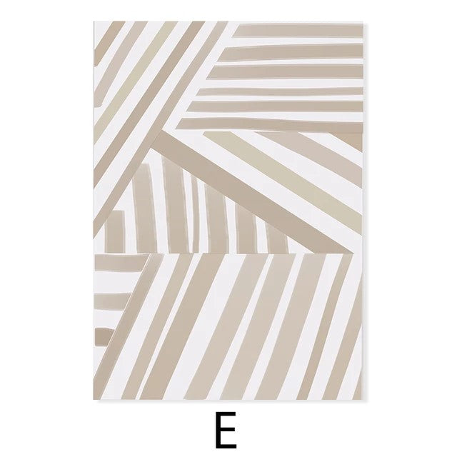 Minimalist Abstract Line Art In Beige White And Black Wall Art
