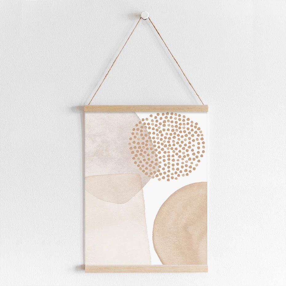 Ivory And Beige Bohemian Geometric Wall Art