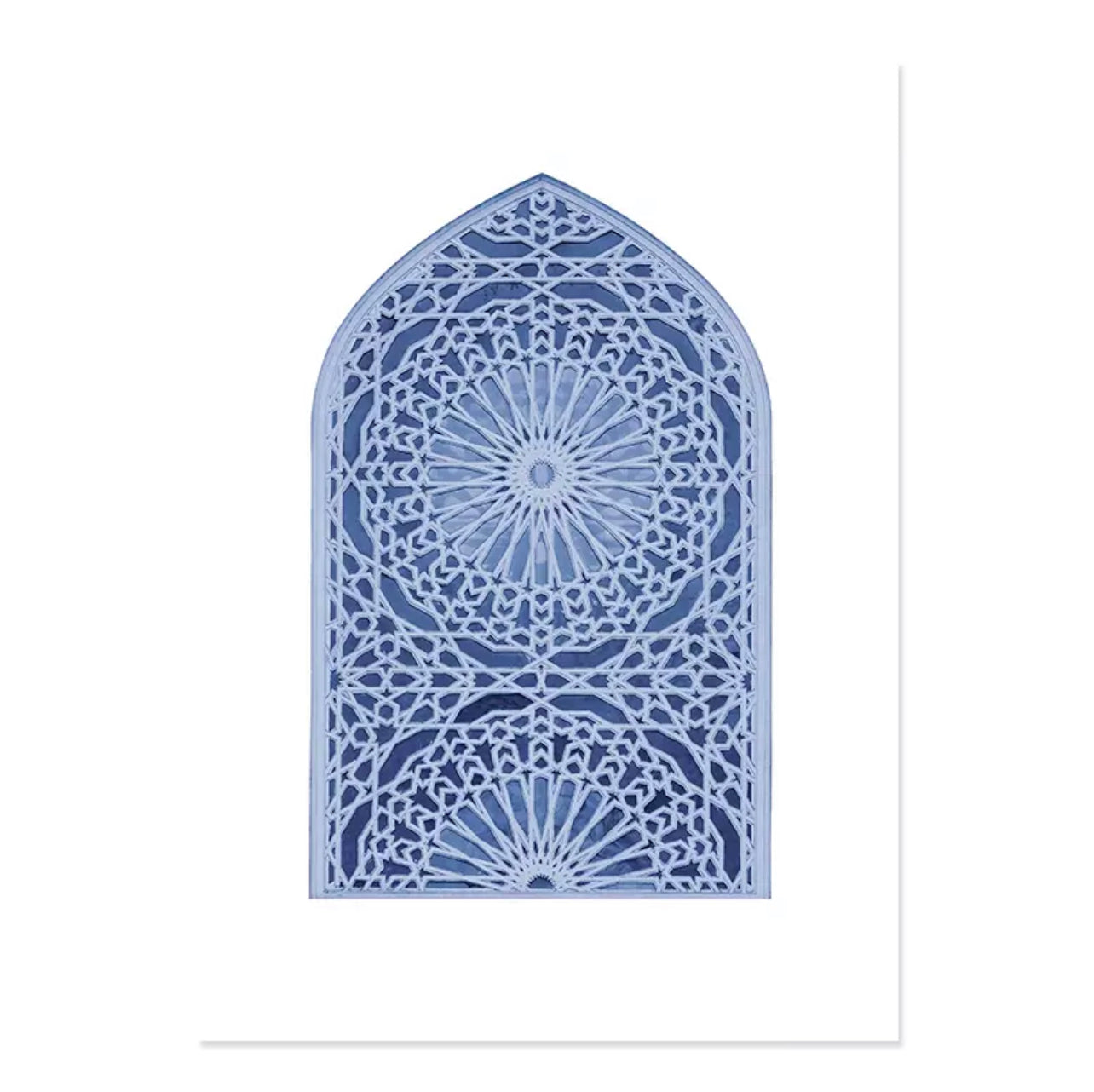 Blue Colour Themed Mosque Moon Islamic Calligraphy And Art Canvas Print