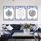 Blue Floral Islamic Quranic Verse Calligraphy