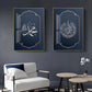 Dark Blue Bordered Islamic Calligraphy Canvas Print