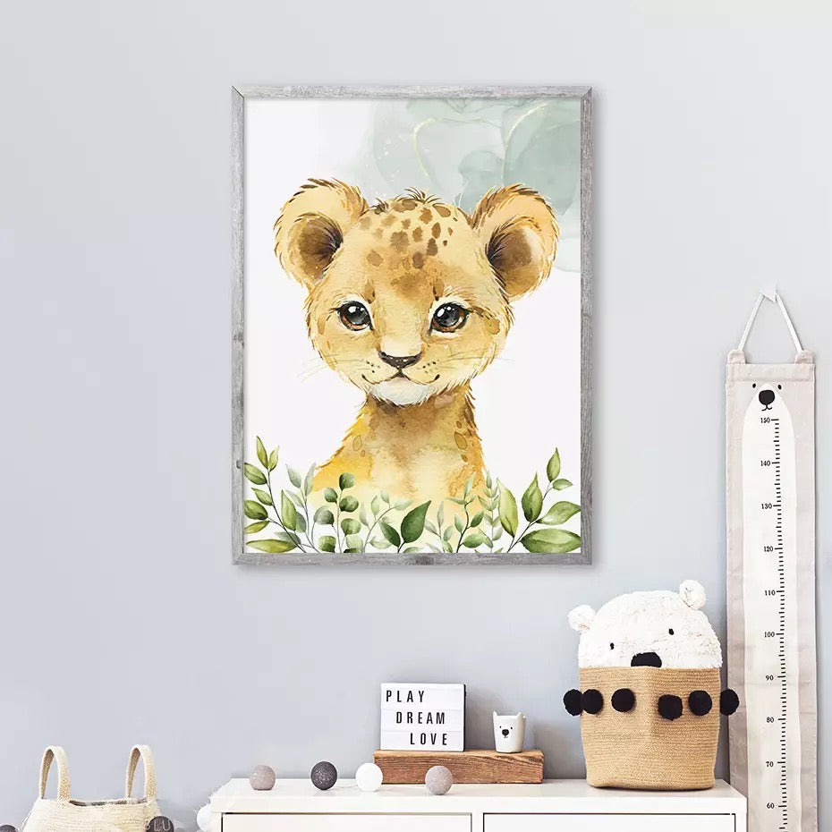 Nursery Portrait Cartoon Of Zoo Animals Single Canvas Prints