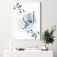 Floral Green Leaves With Black Islamic Calligraphy On Grey