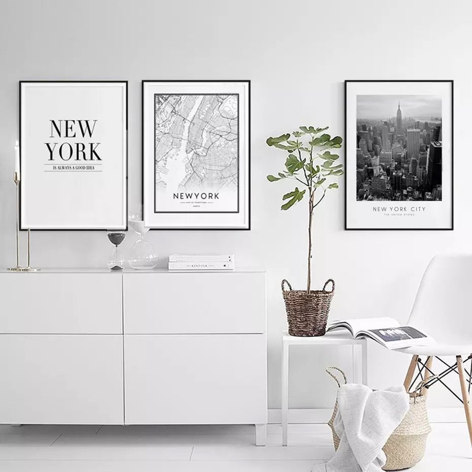 New York City Black And White Modern Wall Art