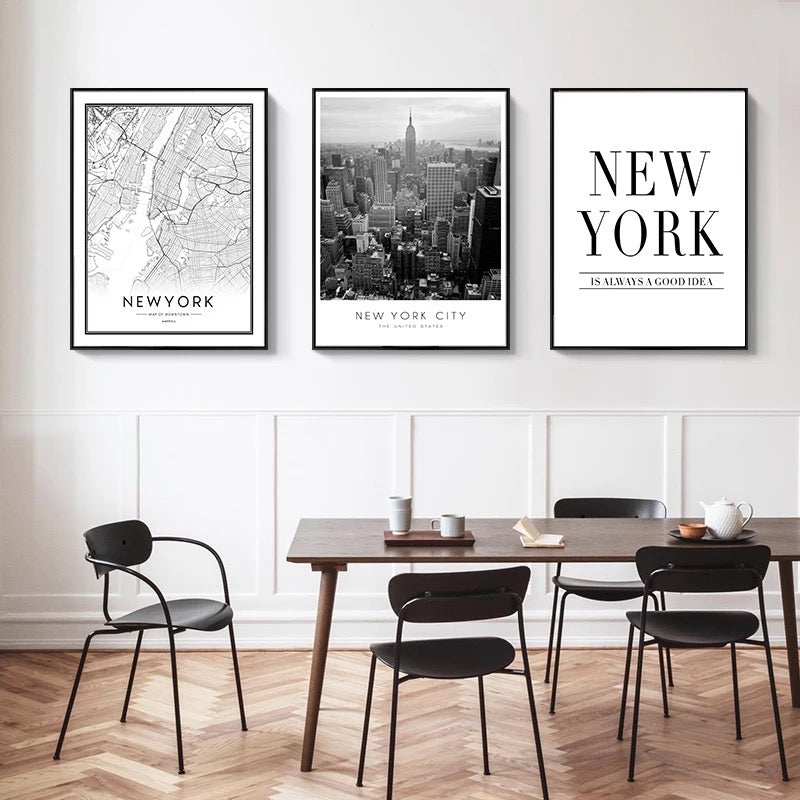 New York City Black And White Modern Wall Art