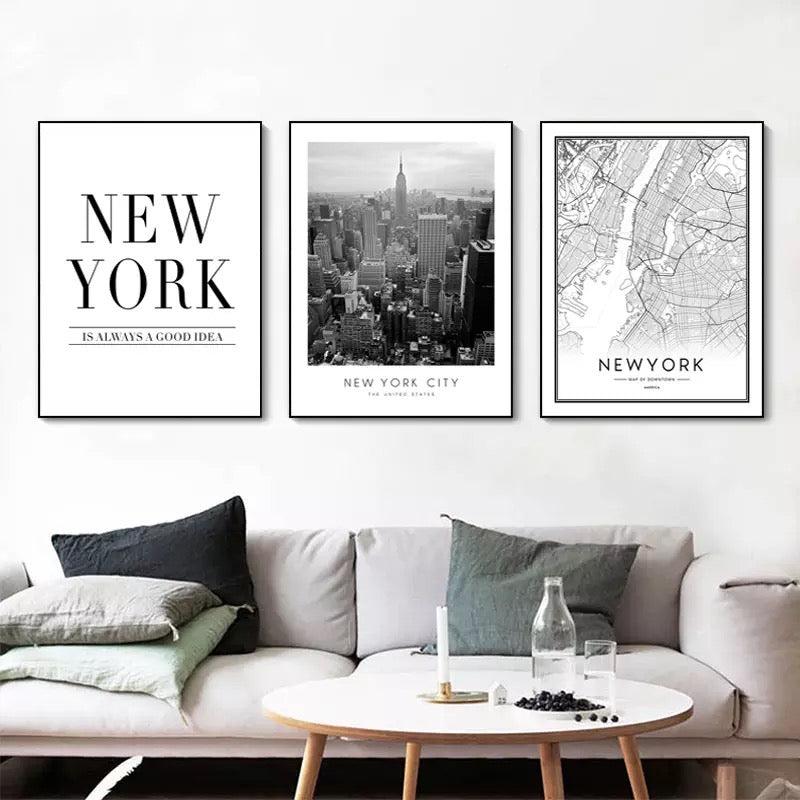 New York City Black And White Modern Wall Art