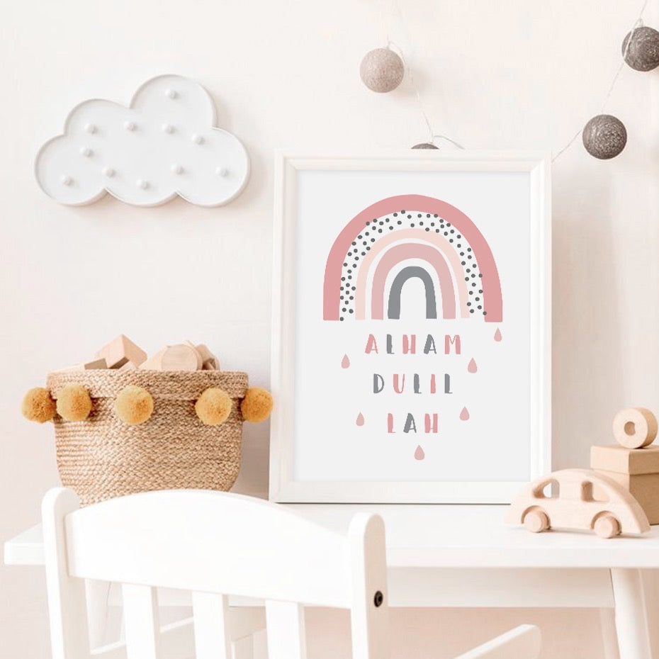 Arabic Alphabet In Pink Nursery Colours For Kids Room