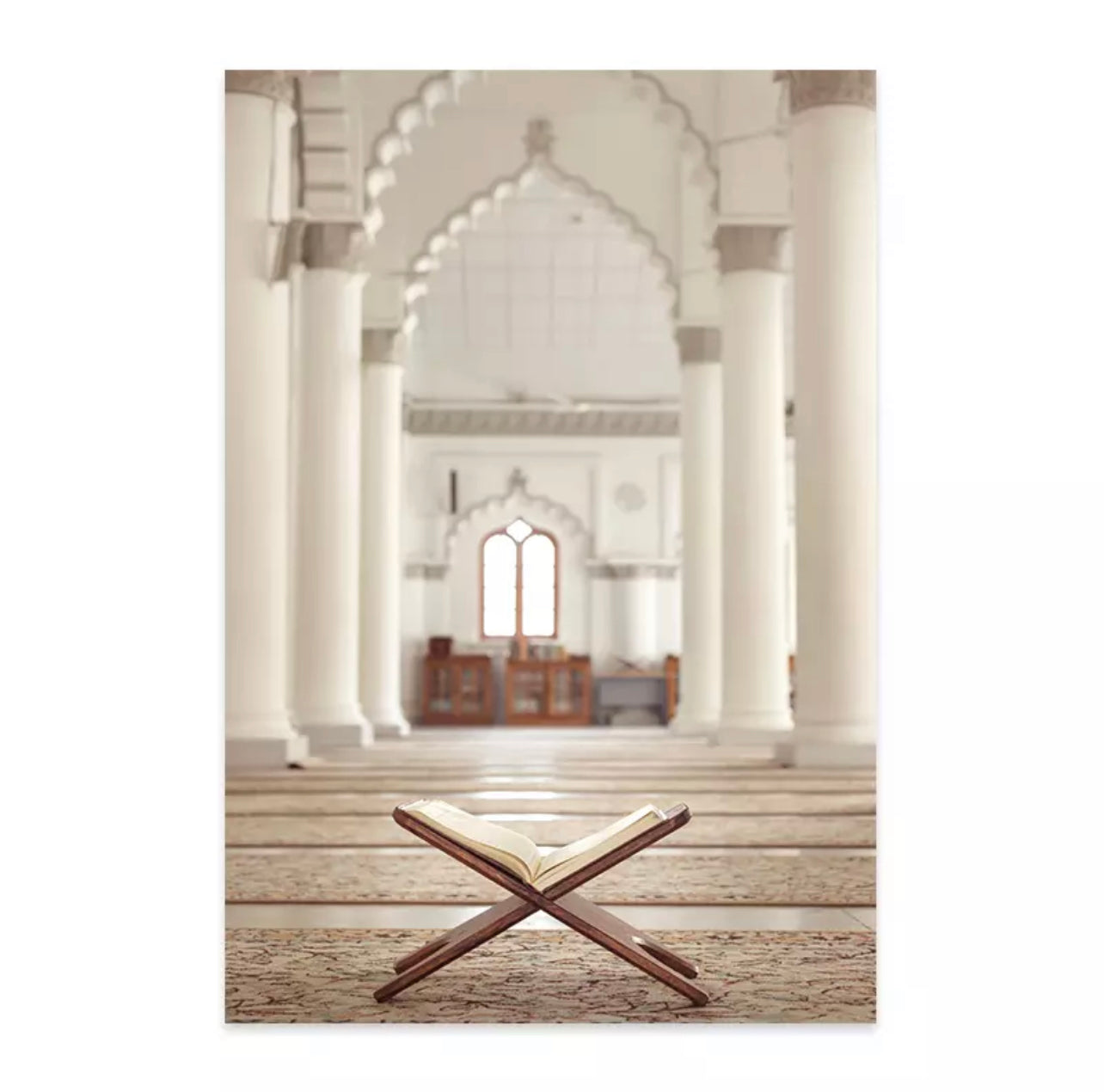 Modern Beige Brown Islamic Calligraphy With Indoor Masjid Picture