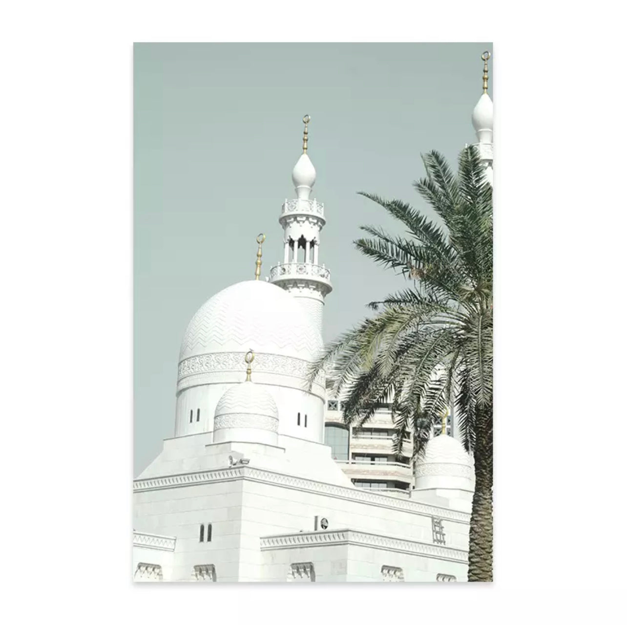 Sunny Bright Mosque And Floral Islamic Wall Art With Calligraphy